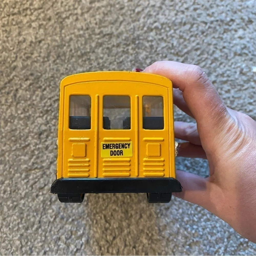 Vintage School Bus Metal Kids Toy Yellow